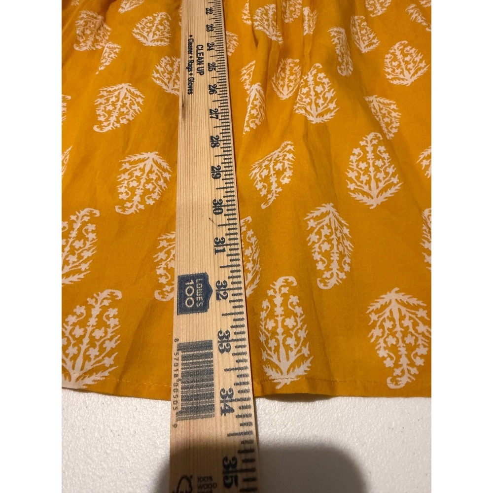 Lucky Mustard Yellow Ruffle Neck Sleeveless Block Print Mini Dress‎ Leaf Size S - Picture 13 of 13
